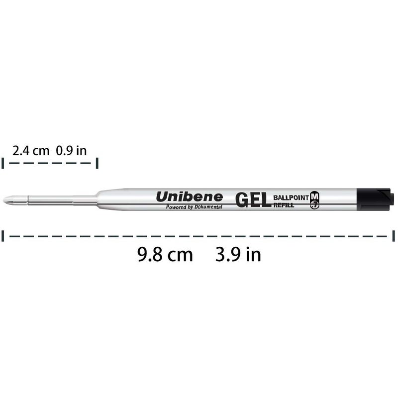 Unibene Parker Compatible Gel Ink Ballpoint Refills 12 Pack,0.7mm Medium Point-Black, Smooth Writing Replaceable German Ink Tactical Pen Refills for Parker Ballpoint/UZI Pen - Image 5